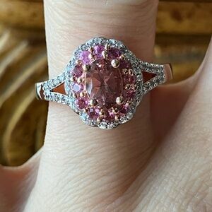 Rose Apatite Pink Tourmaline Sterling Silver Ring Size 7
